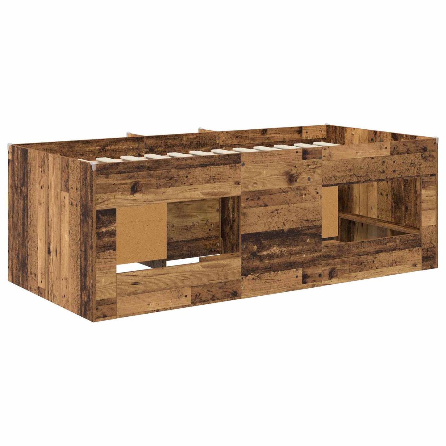 vidaXL Loft Bed Frame with Cabinet 3 pcs Old Wood Engineered Wood