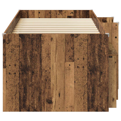 vidaXL Loft Bed Frame with Cabinet 3 pcs Old Wood Engineered Wood