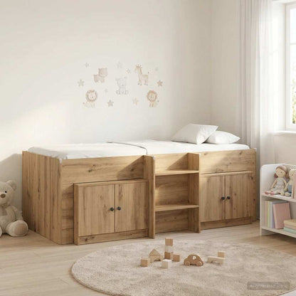 vidaXL Loft Bed Frame with Cabinet 3 pcs Artisan Oak Engineered Wood