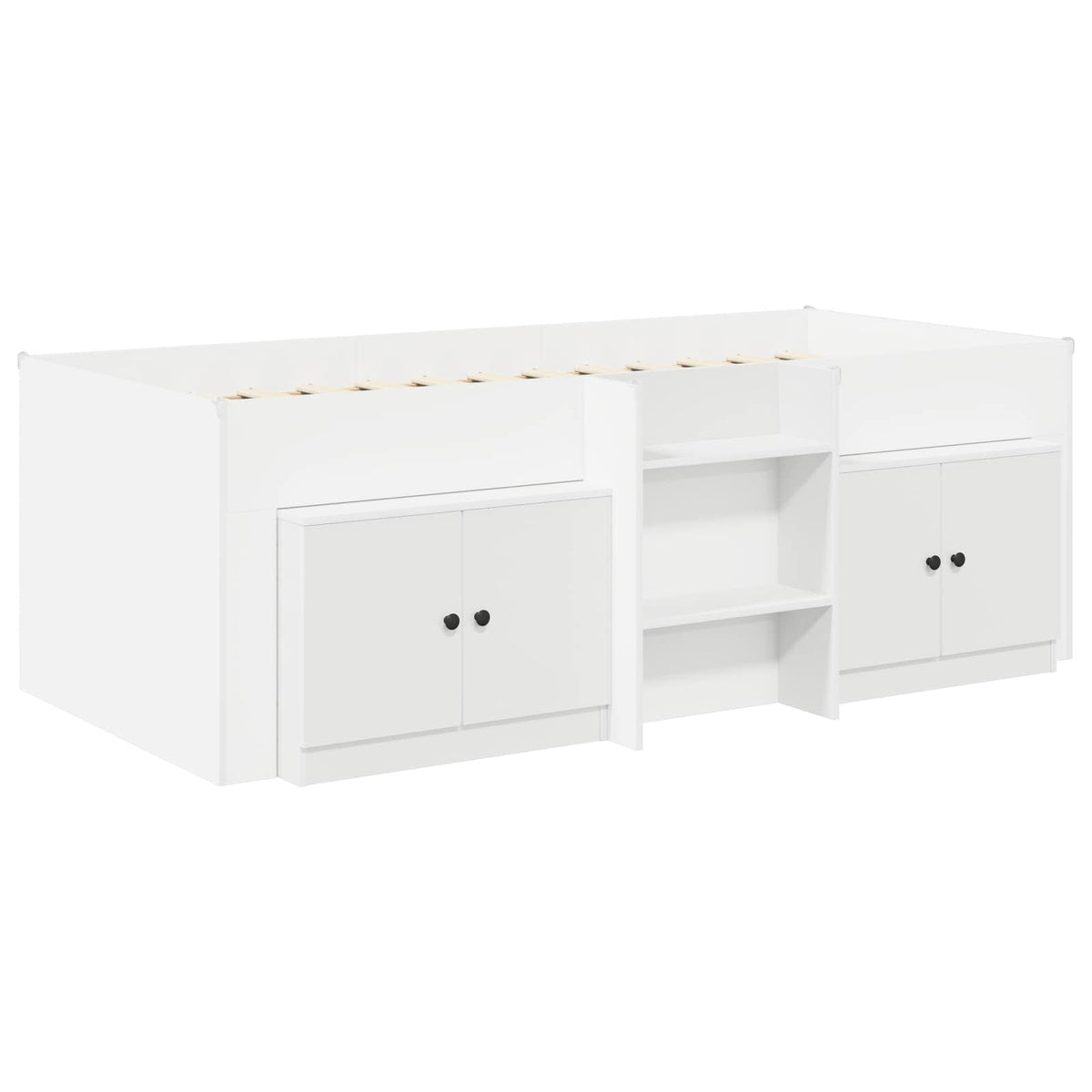 vidaXL Loft Bed Frame with Cabinet 3 pcs White Engineered Wood