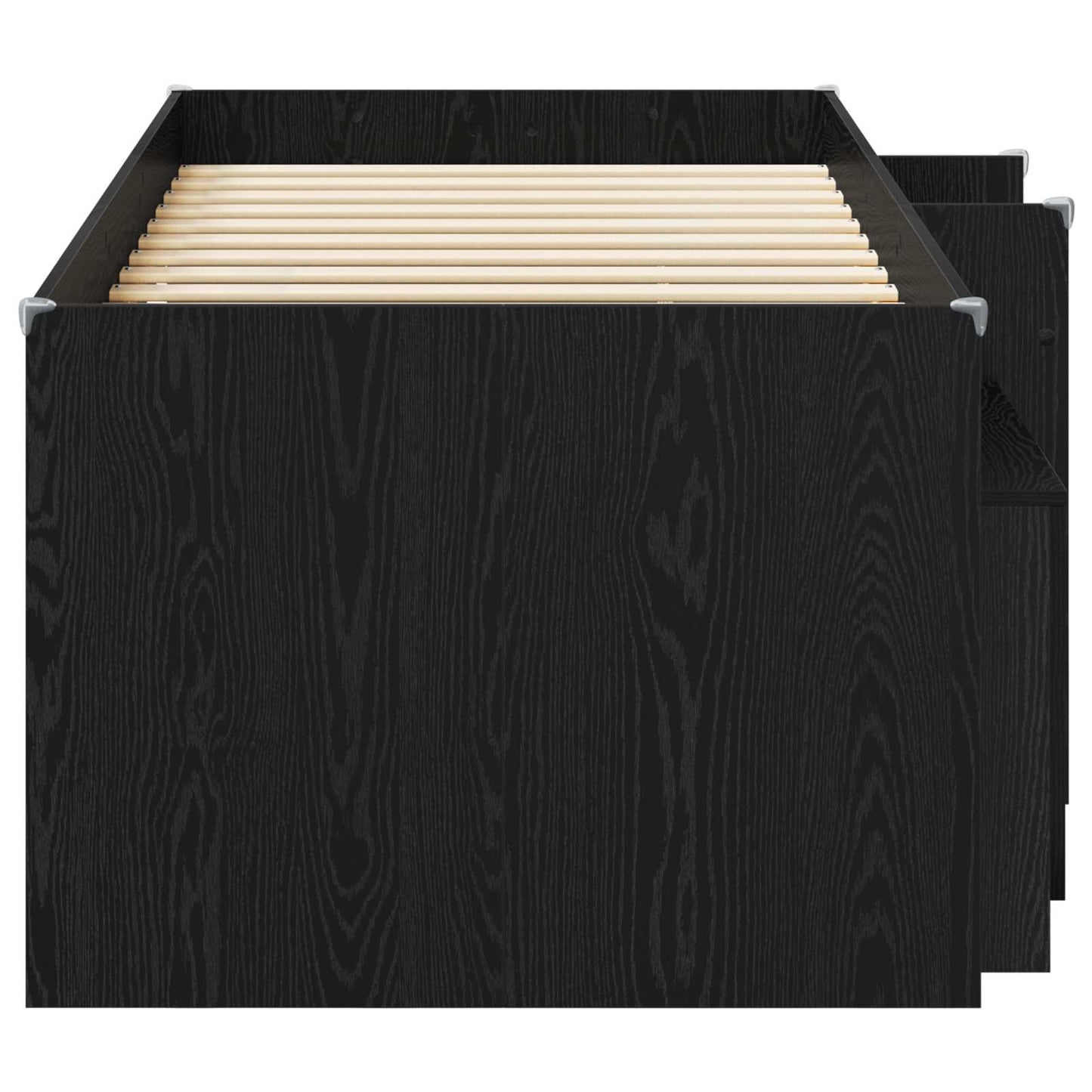 vidaXL Loft Bed Frame with Cabinet 3 pcs Black Engineered Wood
