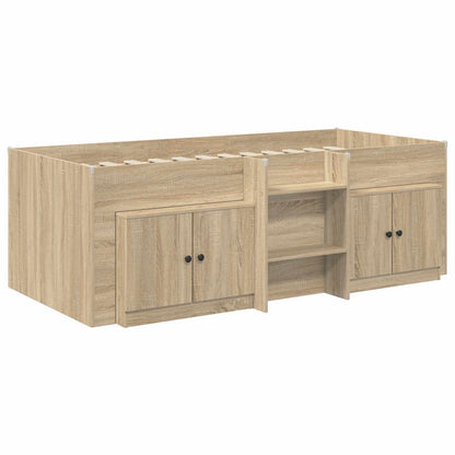 vidaXL Loft Bed Frame with Cabinet 3 pcs Sonoma Oak Engineered Wood