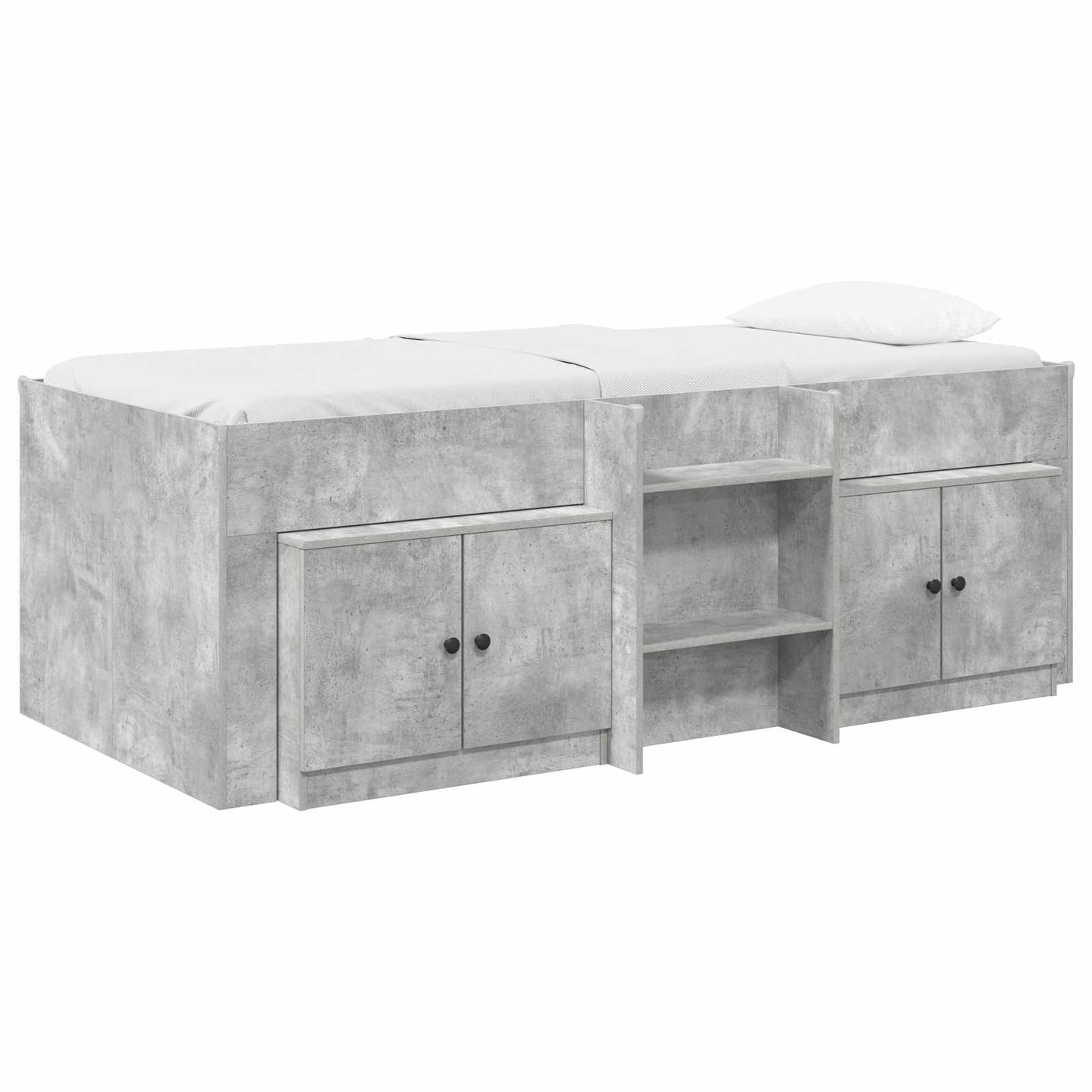 vidaXL Loft Bed Frame with Cabinet 3 pcs Concrete Grey Engineered Wood