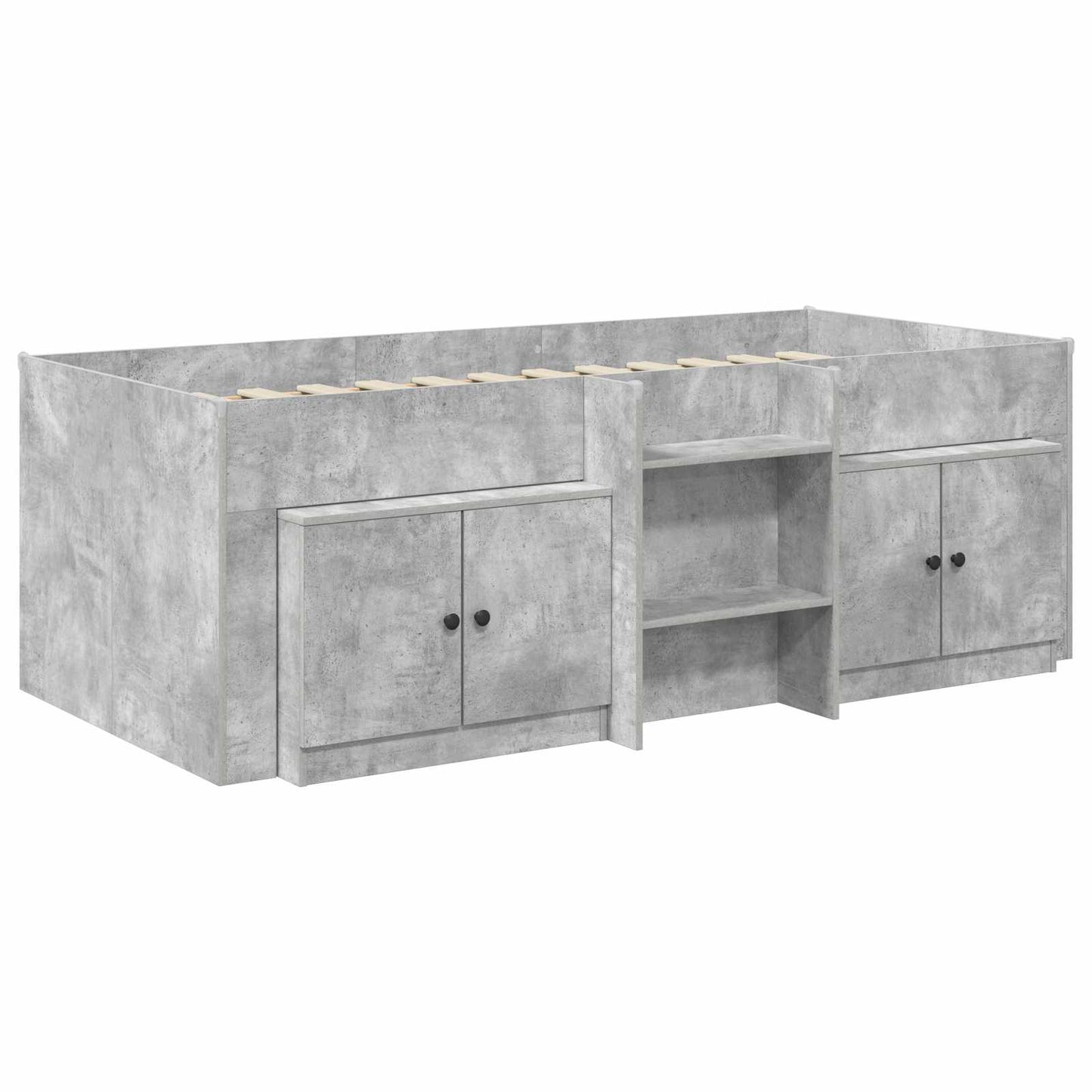 vidaXL Loft Bed Frame with Cabinet 3 pcs Concrete Grey Engineered Wood