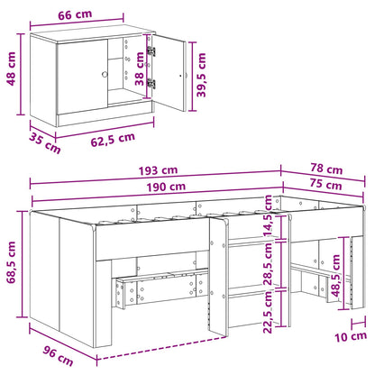 vidaXL Loft Bed Frame with Cabinet 3 pcs Concrete Grey Engineered Wood