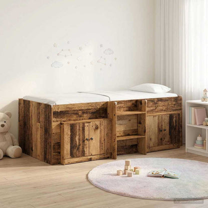 vidaXL Loft Bed Frame with Cabinet 3 pcs Old Wood Engineered Wood