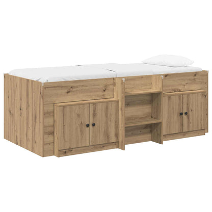 vidaXL Loft Bed Frame with Cabinet 3 pcs Artisan Oak Engineered Wood