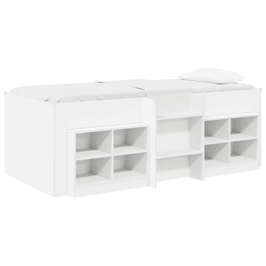 vidaXL Loft Bed Frame with Cabinet 3 pcs White Engineered Wood