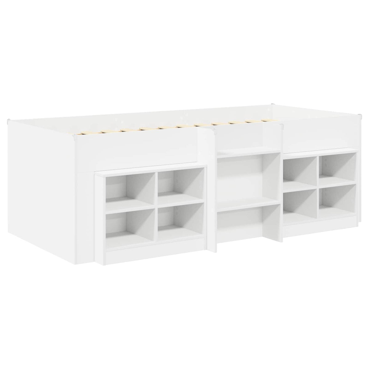 vidaXL Loft Bed Frame with Cabinet 3 pcs White Engineered Wood