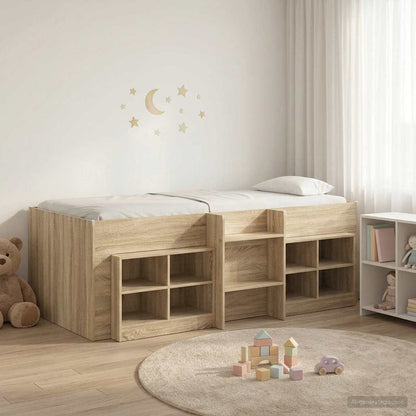 vidaXL Loft Bed Frame with Cabinet 3 pcs Sonoma Oak Engineered Wood