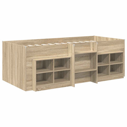 vidaXL Loft Bed Frame with Cabinet 3 pcs Sonoma Oak Engineered Wood