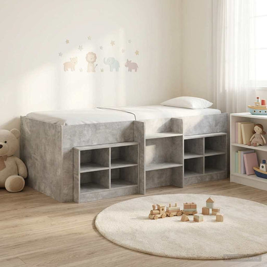 vidaXL Loft Bed Frame with Cabinet 3 pcs Concrete Grey Engineered Wood
