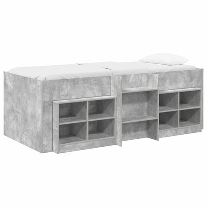 vidaXL Loft Bed Frame with Cabinet 3 pcs Concrete Grey Engineered Wood