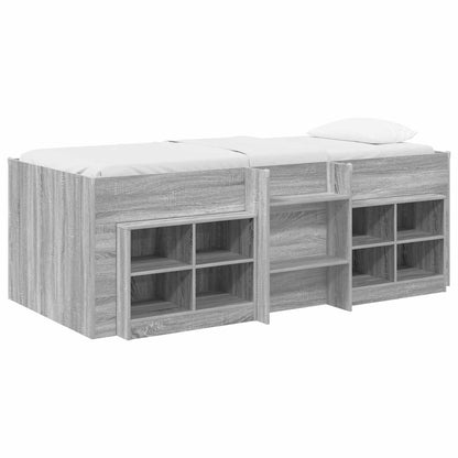 vidaXL Loft Bed Frame with Cabinet 3 pcs Grey Sonoma Engineered Wood
