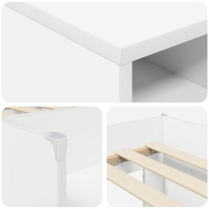 vidaXL Loft Bed Frame with Cabinet 3 pcs White Engineered Wood