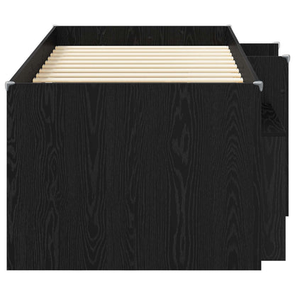 vidaXL Loft Bed Frame with Cabinet 3 pcs Black Engineered Wood