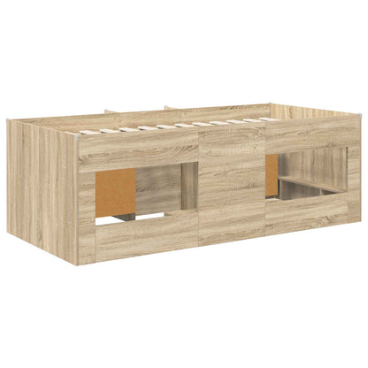 vidaXL Loft Bed Frame with Cabinet 3 pcs Sonoma Oak Engineered Wood
