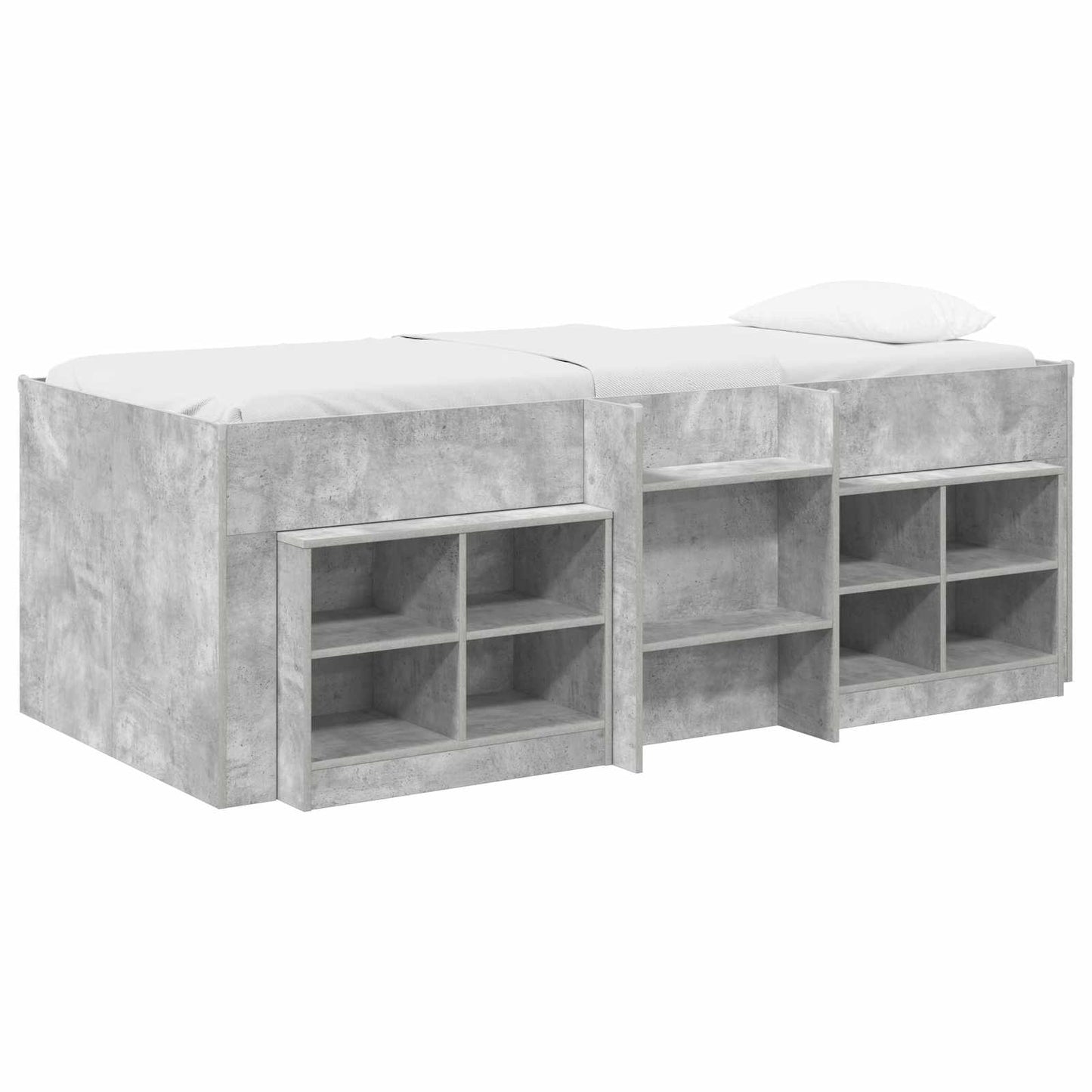 vidaXL Loft Bed Frame with Cabinet 3 pcs Concrete Grey Engineered Wood