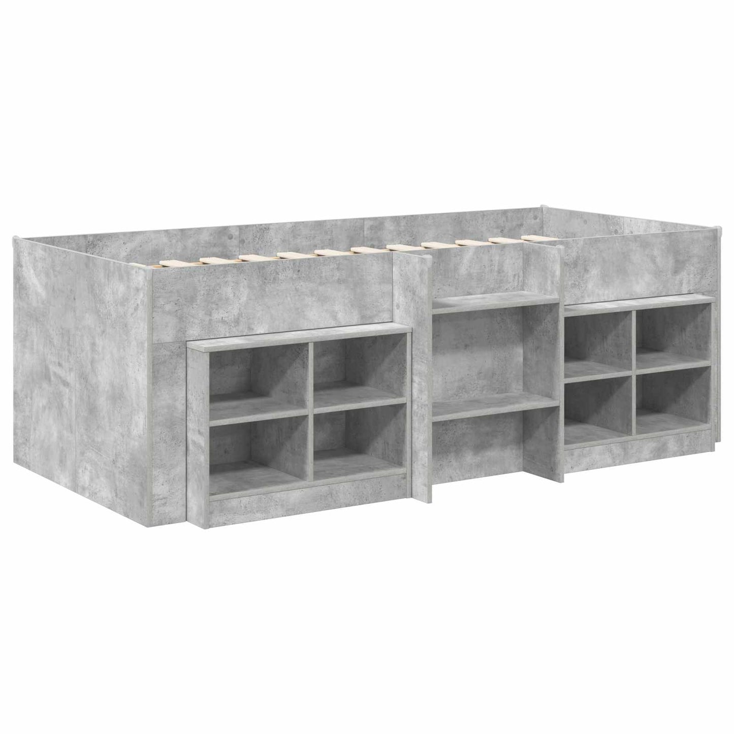 vidaXL Loft Bed Frame with Cabinet 3 pcs Concrete Grey Engineered Wood