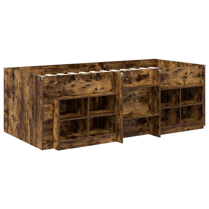 vidaXL Loft Bed Frame with Cabinet 3 pcs Smoked Oak Engineered Wood