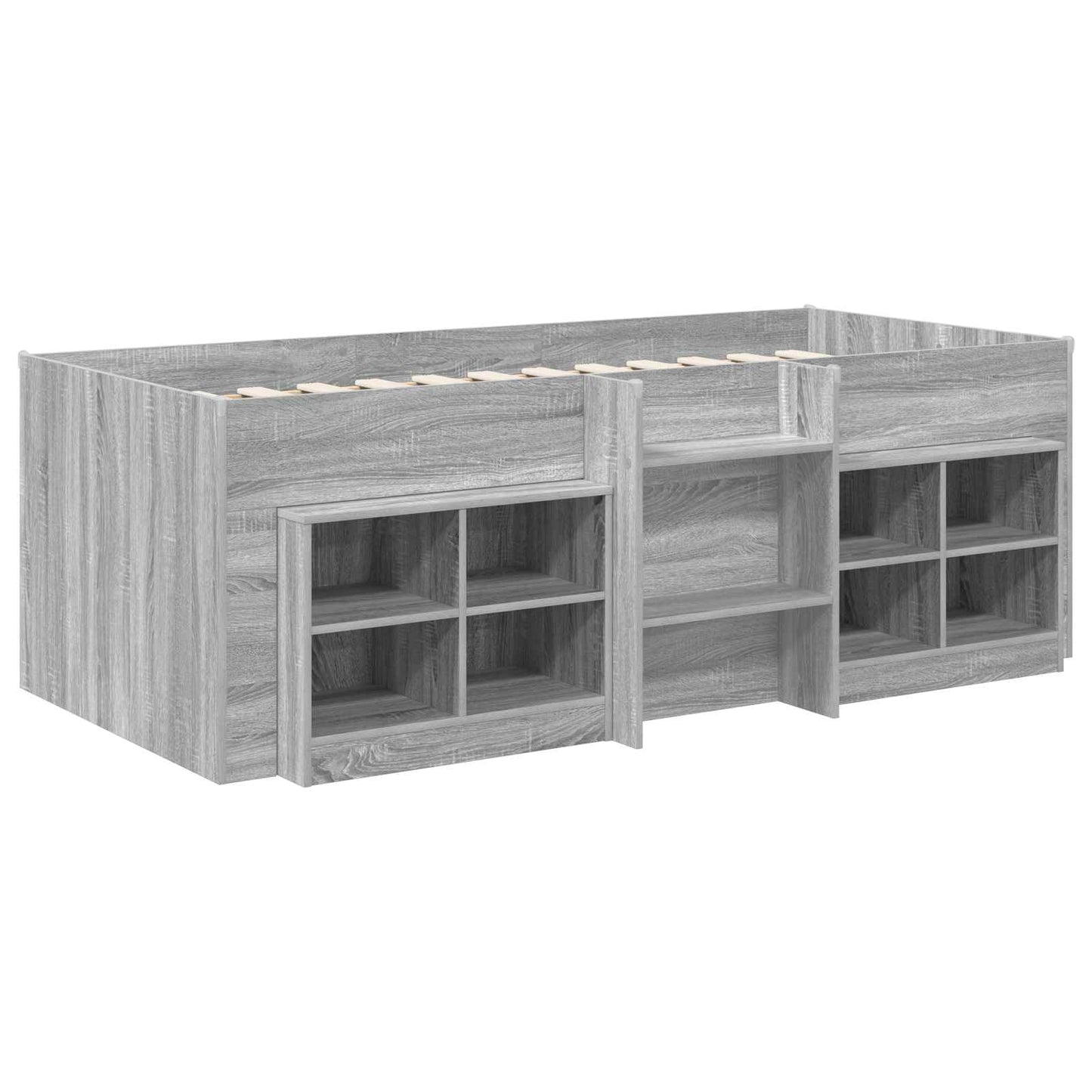 vidaXL Loft Bed Frame with Cabinet 3 pcs Grey Sonoma Engineered Wood