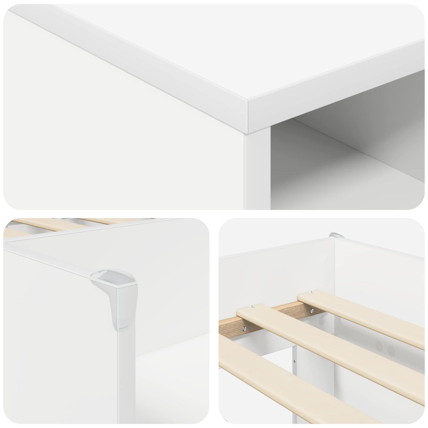 vidaXL Loft Bed Frame with Cabinet 3 pcs White Engineered Wood