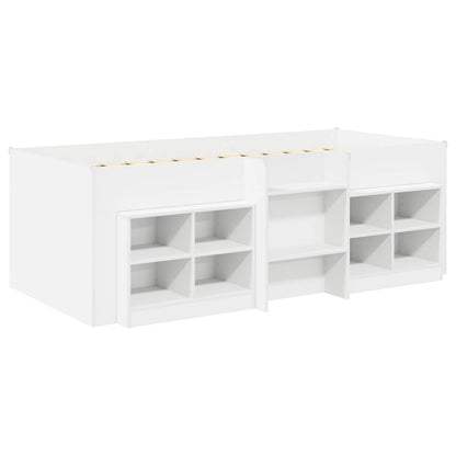 vidaXL Loft Bed Frame with Cabinet 3 pcs White Engineered Wood