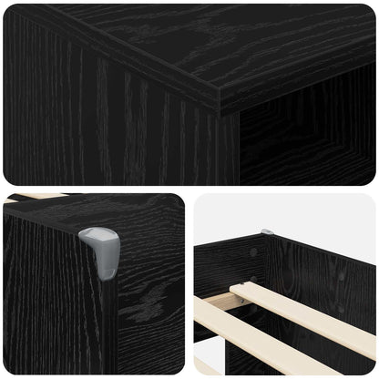 vidaXL Loft Bed Frame with Cabinet 3 pcs Black Engineered Wood