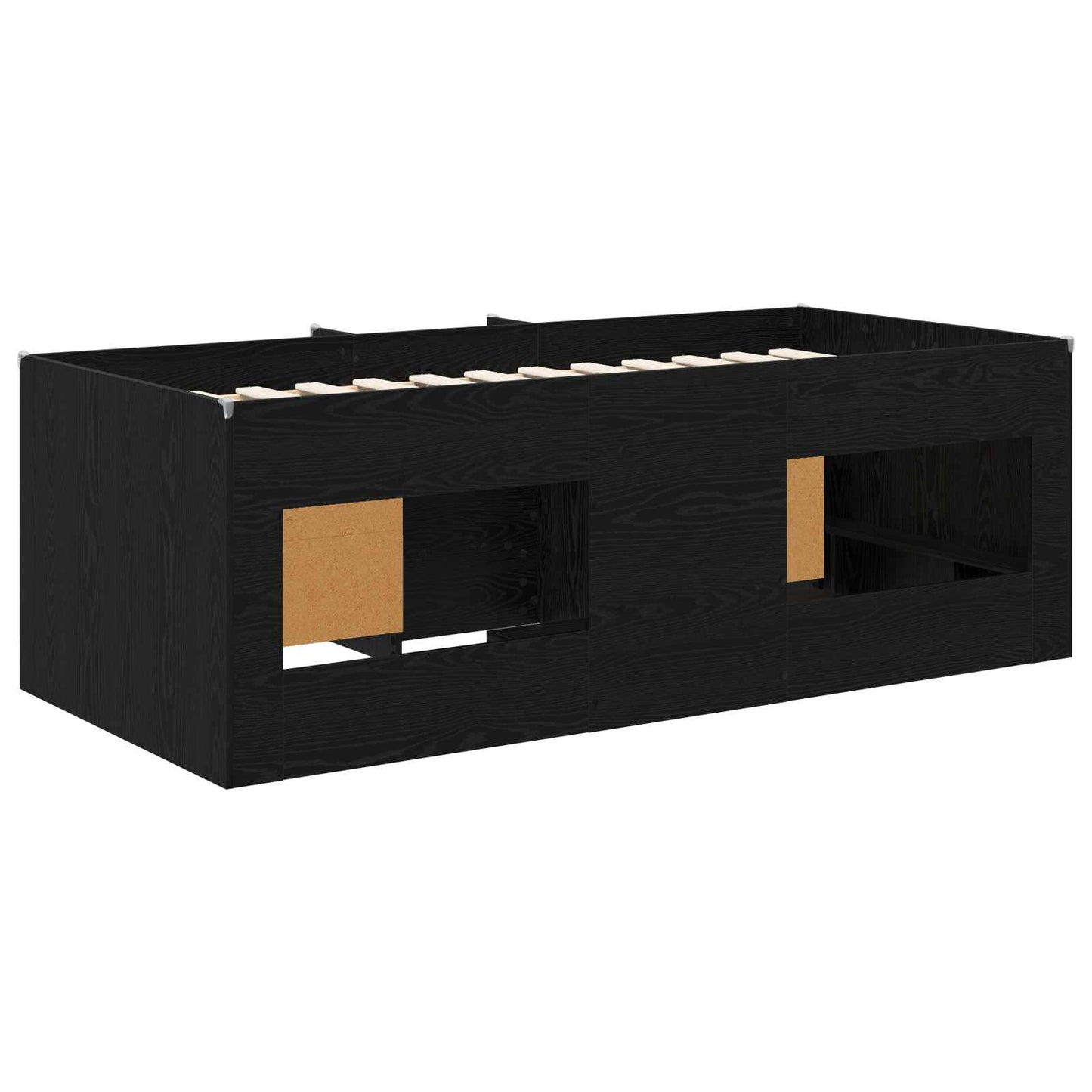 vidaXL Loft Bed Frame with Cabinet 3 pcs Black Engineered Wood