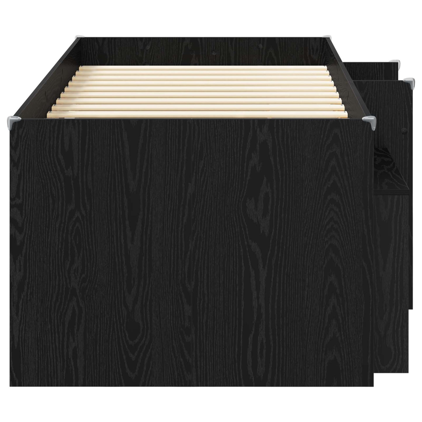 vidaXL Loft Bed Frame with Cabinet 3 pcs Black Engineered Wood