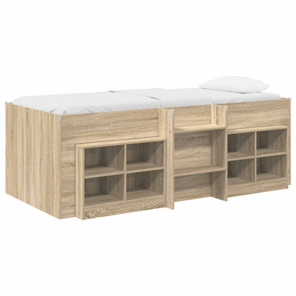 vidaXL Loft Bed Frame with Cabinet 3 pcs Sonoma Oak Engineered Wood