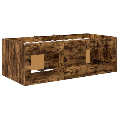 vidaXL Loft Bed Frame with Cabinet 3 pcs Smoked Oak Engineered Wood