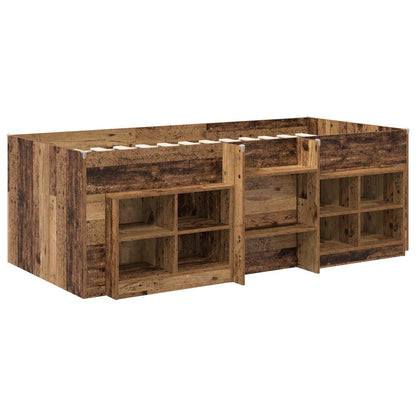 vidaXL Loft Bed Frame with Cabinet 3 pcs Old Wood Engineered Wood