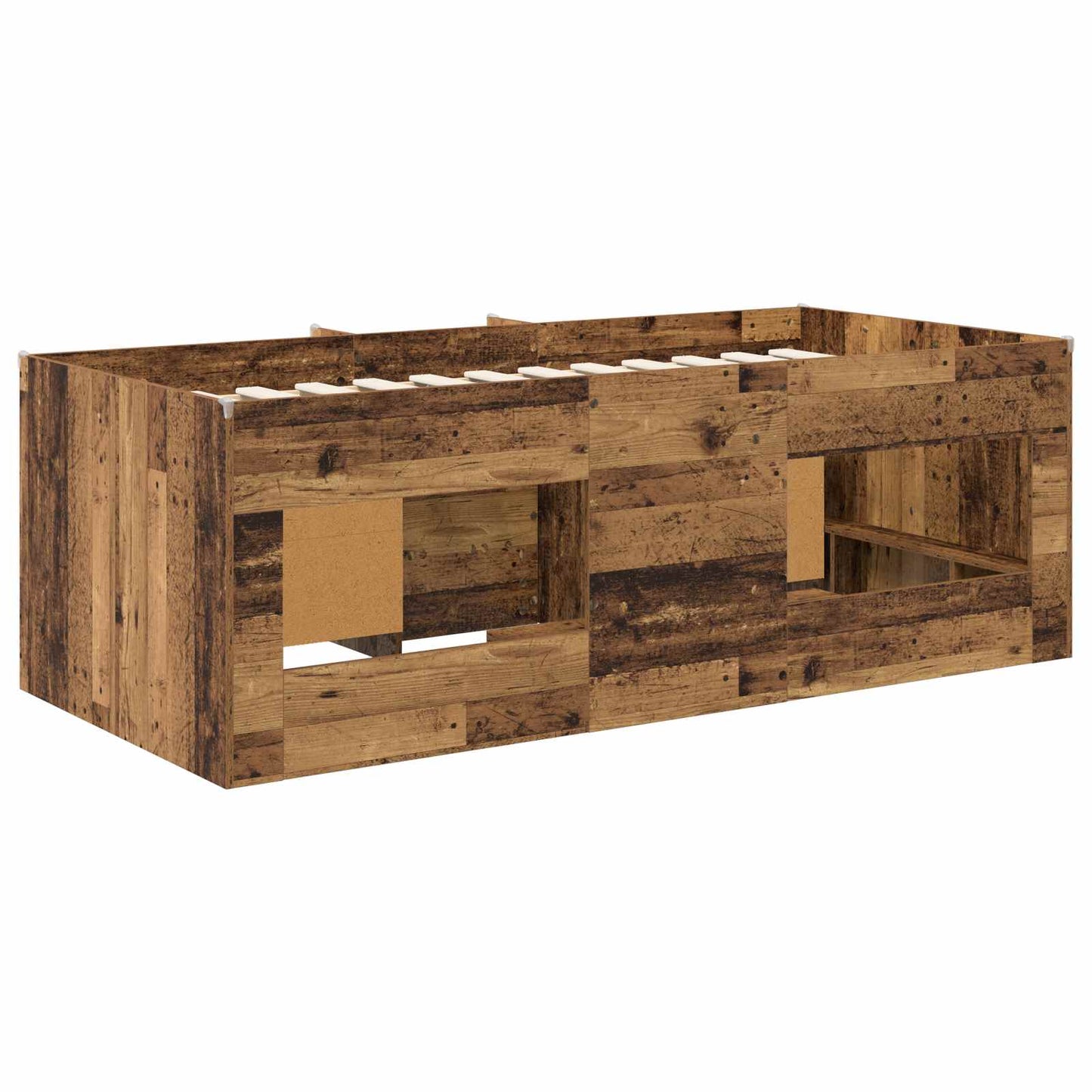 vidaXL Loft Bed Frame with Cabinet 3 pcs Old Wood Engineered Wood