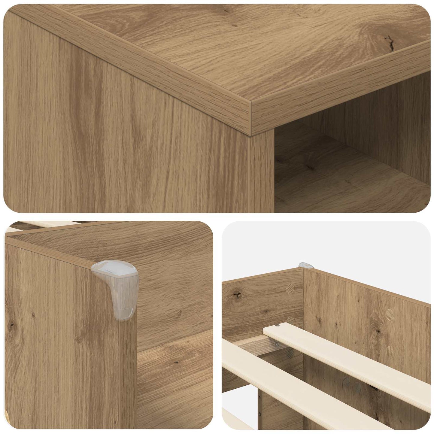 vidaXL Loft Bed Frame with Cabinet 3 pcs Artisan Oak Engineered Wood