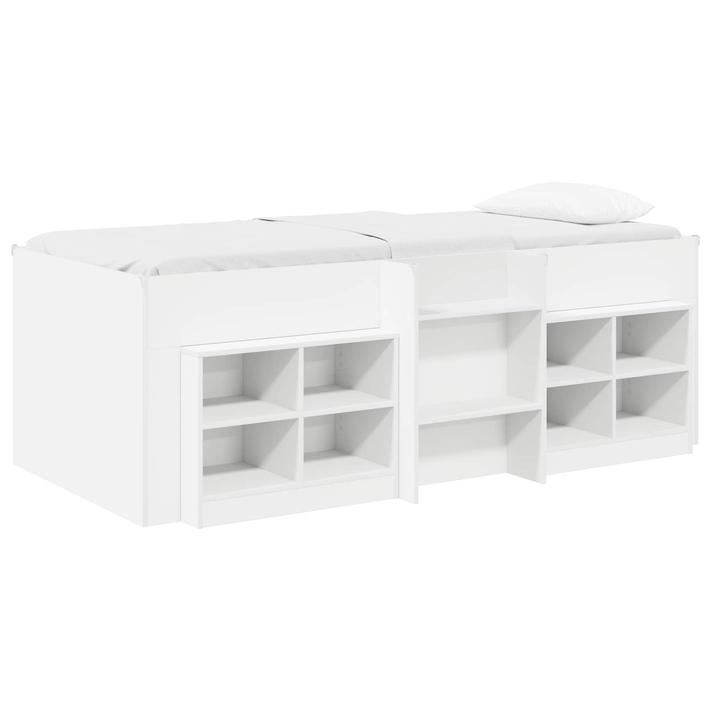 vidaXL Loft Bed Frame with Cabinet 3 pcs White Engineered Wood