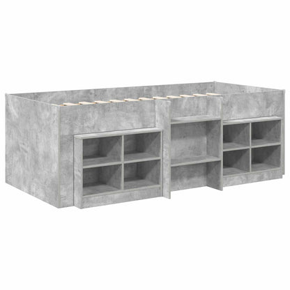 vidaXL Loft Bed Frame with Cabinet 3 pcs Concrete Grey Engineered Wood