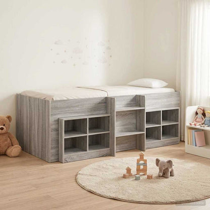 vidaXL Loft Bed Frame with Cabinet 3 pcs Grey Sonoma Engineered Wood