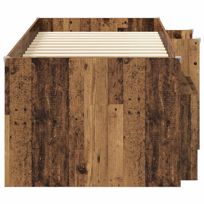 vidaXL Loft Bed Frame with Cabinet 3 pcs Old Wood Engineered Wood