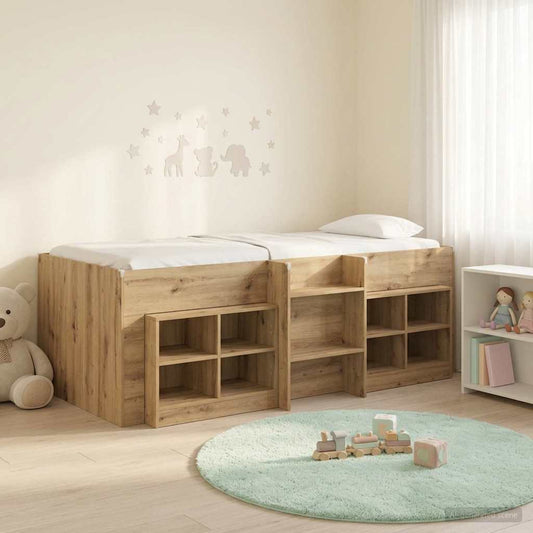 vidaXL Loft Bed Frame with Cabinet 3 pcs Artisan Oak Engineered Wood