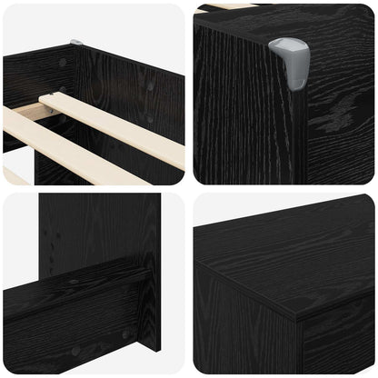 vidaXL Kids'High Bed Frame with Desk Black Oak 80 x 200 cm