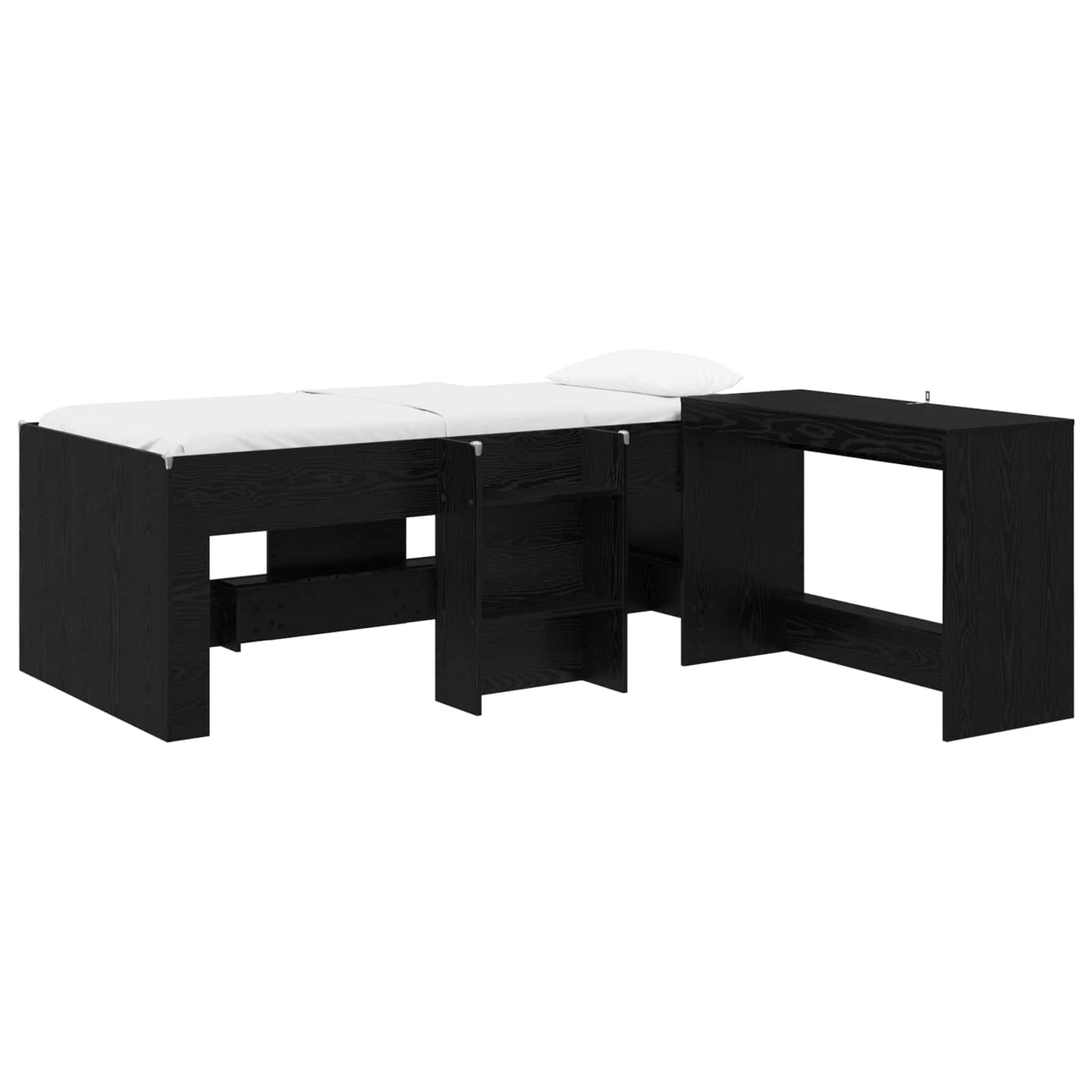 vidaXL Kids'High Bed Frame with Desk Black Oak 80 x 200 cm