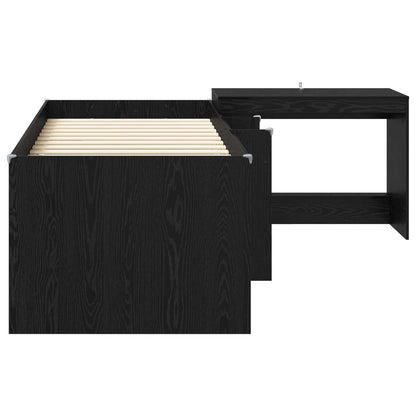vidaXL Kids'High Bed Frame with Desk Black Oak 80 x 200 cm