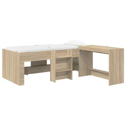 vidaXL Kids'High Bed Frame with Desk 2 pcs Sonoma Oak Engineered Wood