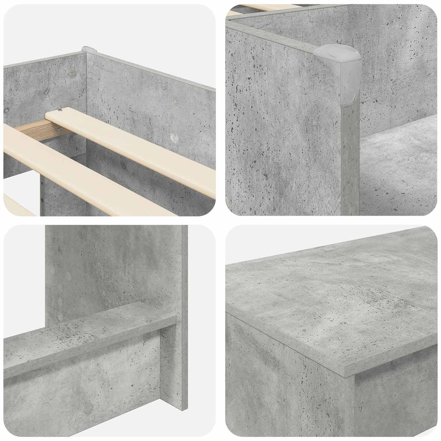 vidaXL Kids'High Bed Frame with Desk 2 pcs Concrete Grey