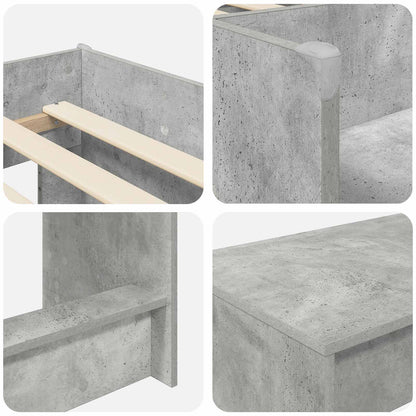 vidaXL Kids'High Bed Frame with Desk 2 pcs Concrete Grey