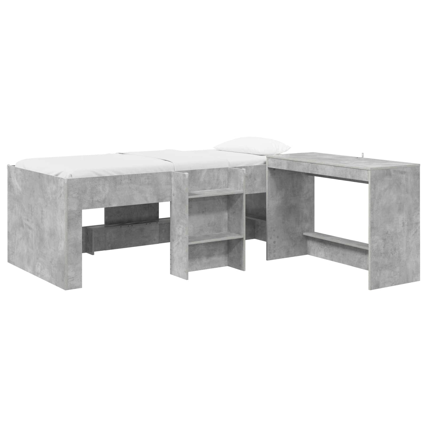 vidaXL Kids'High Bed Frame with Desk 2 pcs Concrete Grey