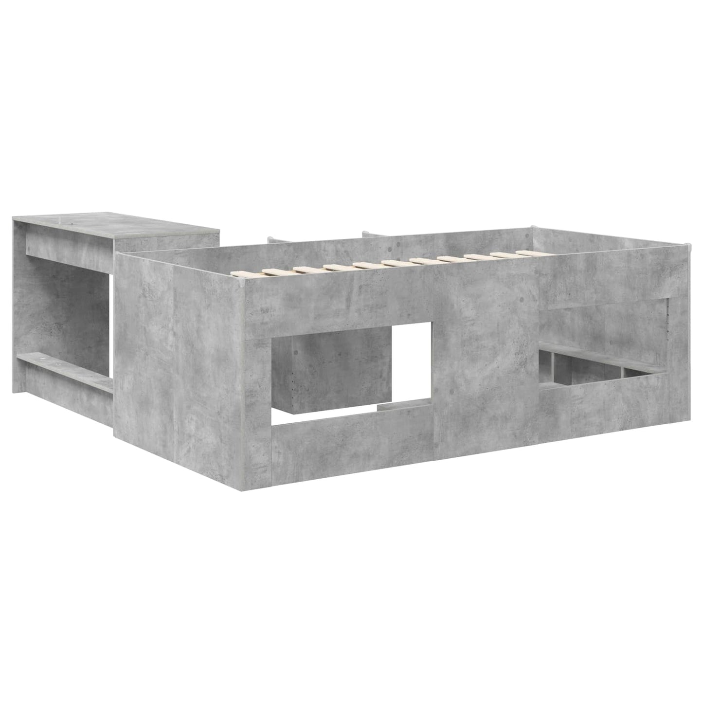 vidaXL Kids'High Bed Frame with Desk 2 pcs Concrete Grey