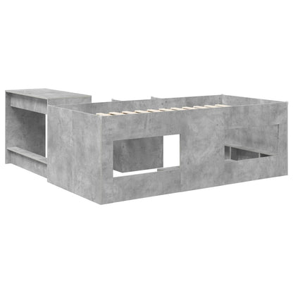 vidaXL Kids'High Bed Frame with Desk 2 pcs Concrete Grey