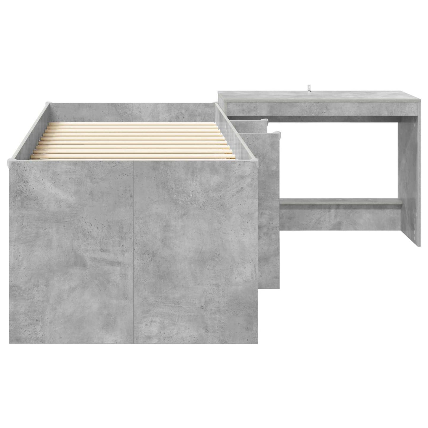 vidaXL Kids'High Bed Frame with Desk 2 pcs Concrete Grey
